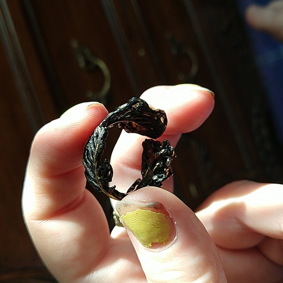 14k gold dipped 925 sterling silver oxidized coin pearl amethyst blue topaz ring - Picture 12 of 13